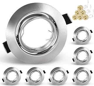 GU10 Einbaustrahler 6er Set – Schwenkbare LED Spots 230V, Edelstahl gebürstet Einbauspots, Runde Deckenspots inkl. Fassung für GU10 LED oder Halogen