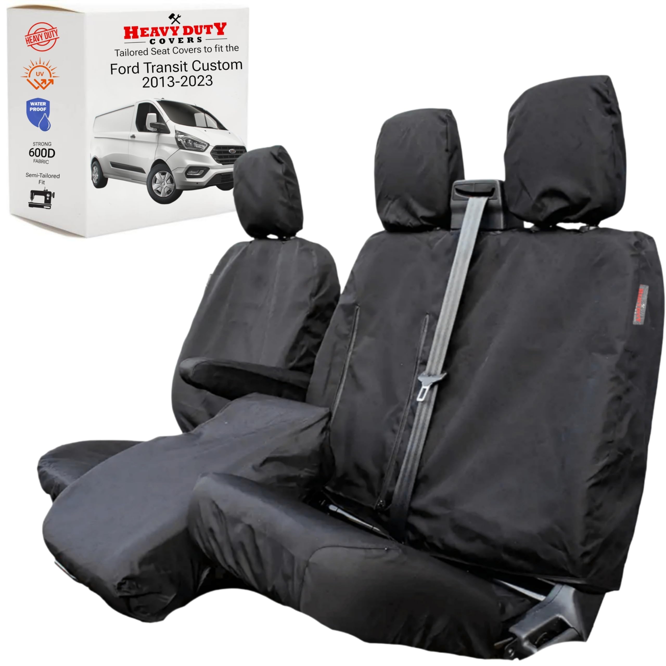 Tailored Waterproof Heavy Duty Seat Covers to fit the Ford Transit Custom 2013-2023 | Driver & Double Passenger