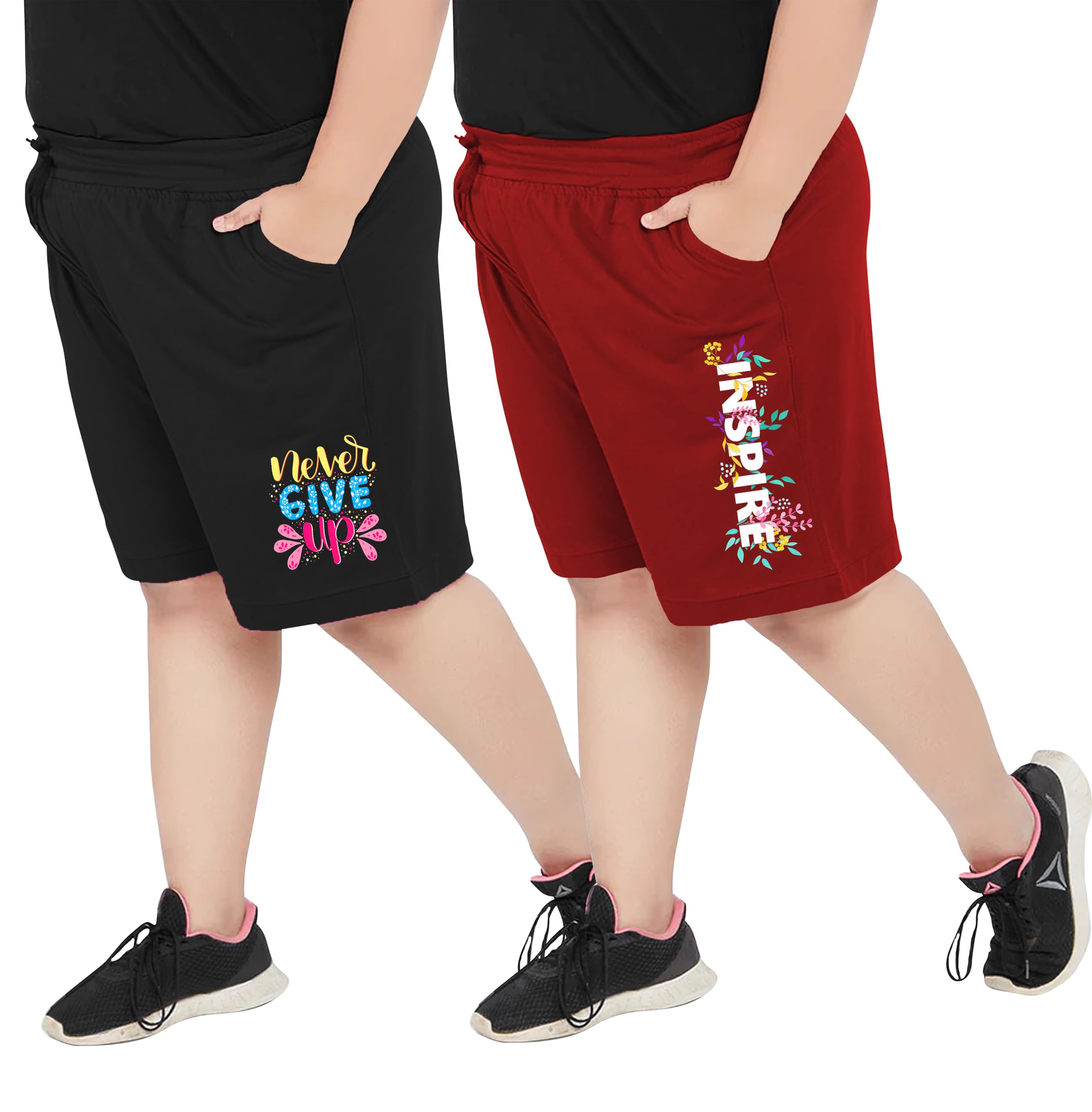 elite soul Womens Plus Size Cotton Shorts with Graphic Print (Pack of 2) | XL, 2XL, 3XL, 4XL, 5XL | Regular Fit | Yoga, Gym, Lounge, Nightwear & Casual Wear-picture-20