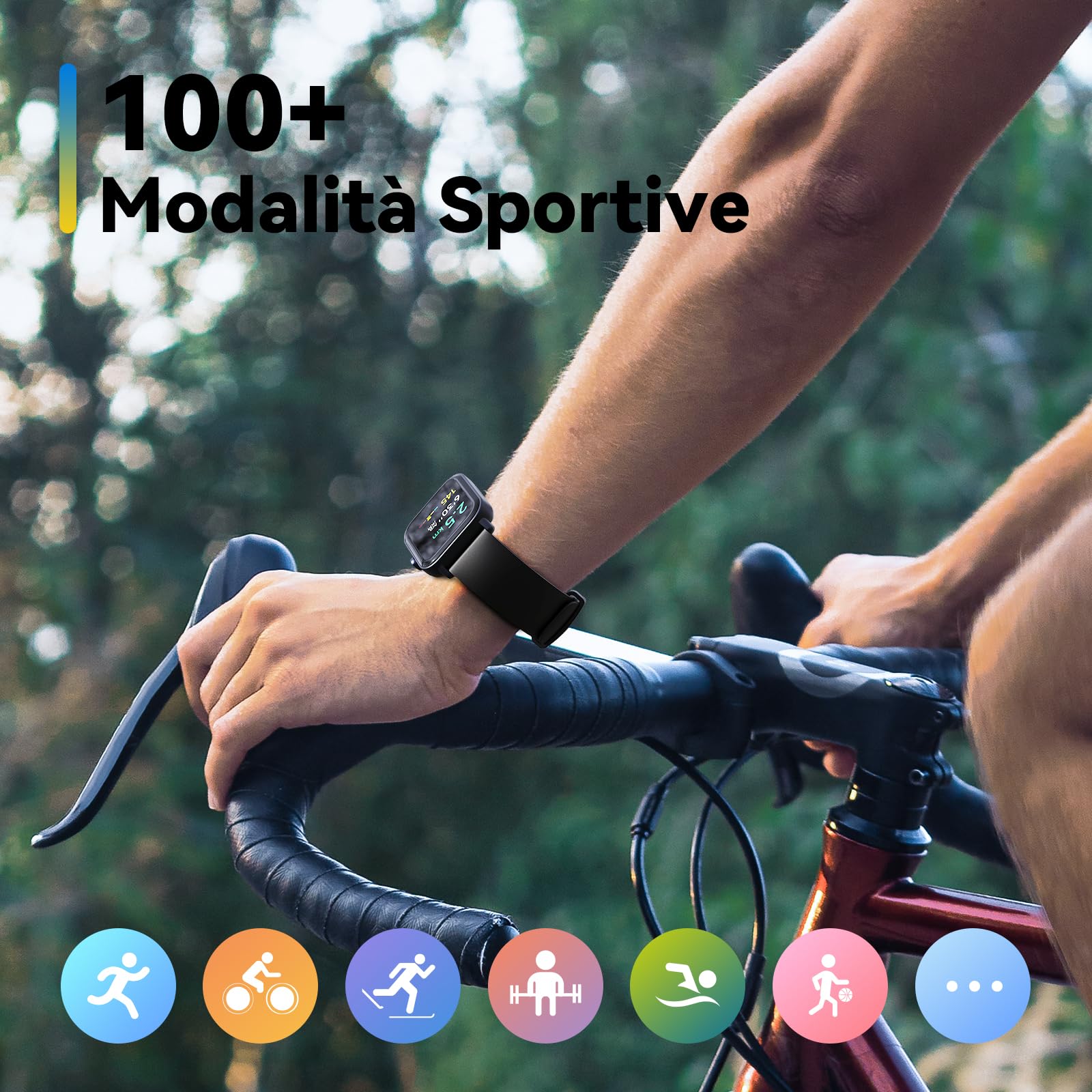 Smartwatch con Alexa Integrato (Effettua/Risposta Chiamate), 1.8" Schermo Smartwatch Monitor del 24H Cardiofrequenzimetro/SpO2/Sonno, Impermeabile 5ATM, 110 Modalità Sport, Contapassi per IOS/Android