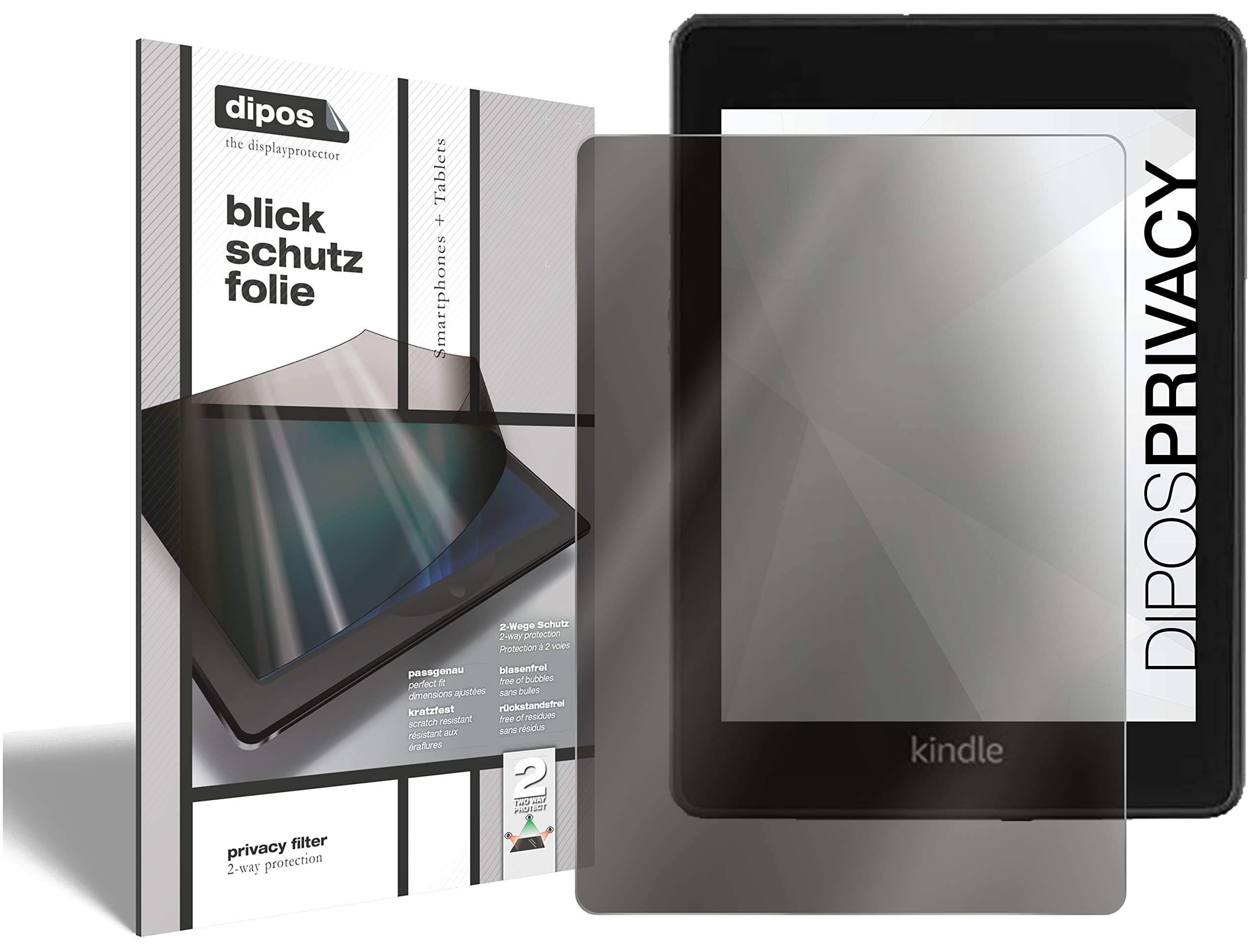 dipos Blickschutzfolie für Amazon Kindle Paperwhite (2021) | Displayschutz matt mit 4-Wege Sichtschutz-Effekt, Privacy Filter, passt perfekt, kratzfest, blasenfrei, selbstklebend