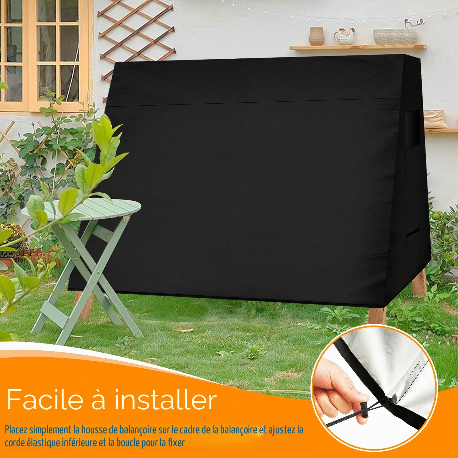 Housse de balancelle 3 places - 216 x 140 x 170 cm - Avec sac de rangement - En tissu Oxford 210D - Imperméable - Résistante à la neige, au soleil et au vent