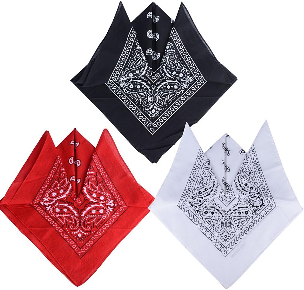 Paisley Print Cowboy Cotton Multifunctional Party Favor Outdoor Workout Bandanas for Women Men (22x22in)- 3 Pieces