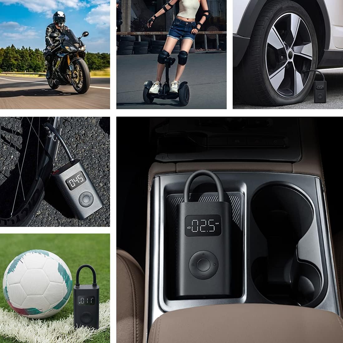 Mijia Bomba de Aire Portátil 2, Inflador 150 PSI con Batería Recargable de 2000 mAh, Mini Compresor Aire Portátil con Sensor de Presión con LED para Coche, Bicicleta, Moto, Pelota