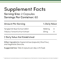 Vista 2 de Extracto de Tongkat Ali 200 a 1 para hombres (Longjack) Eurycoma Longifolia, 1000 mg por porción, 120 cápsulas – Apoyo a la salud masculina con 20