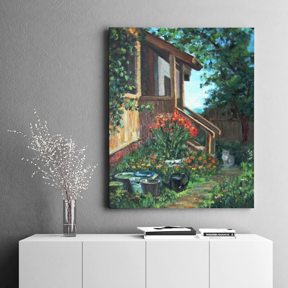 NNALEGS Paint by Numbers for Adults Garden 40 x 50 cm Paint by Numbers Kit with Frame for Children, Acrylic and Canvas Painting by Landscape Number, F14