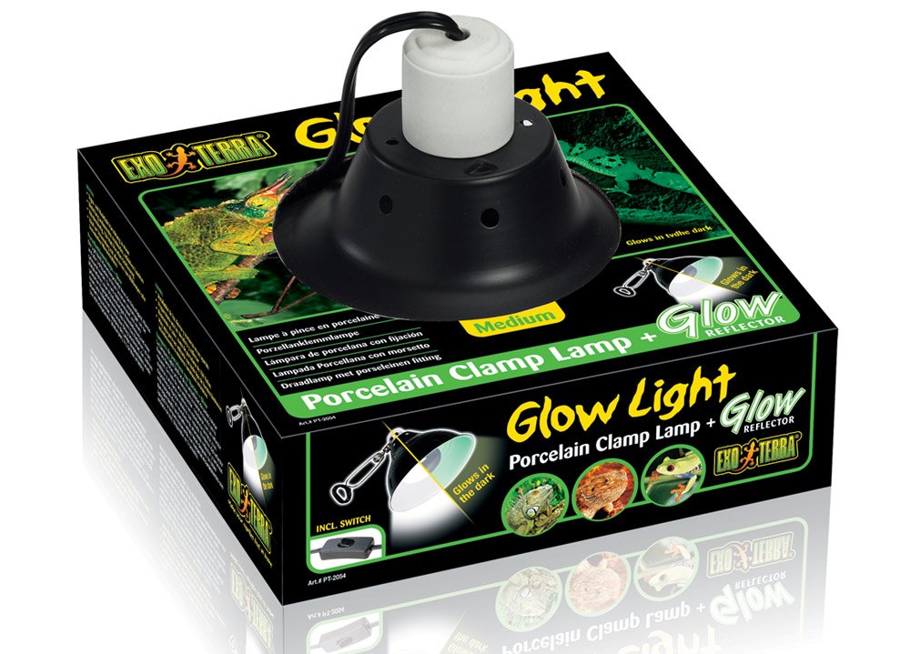 Exo Terra Glow Light, Porzellan-Klemmlampe und Leuchtreflektor, fuer Lampen bis 100W, Durchmesser 14cm, Schwarz