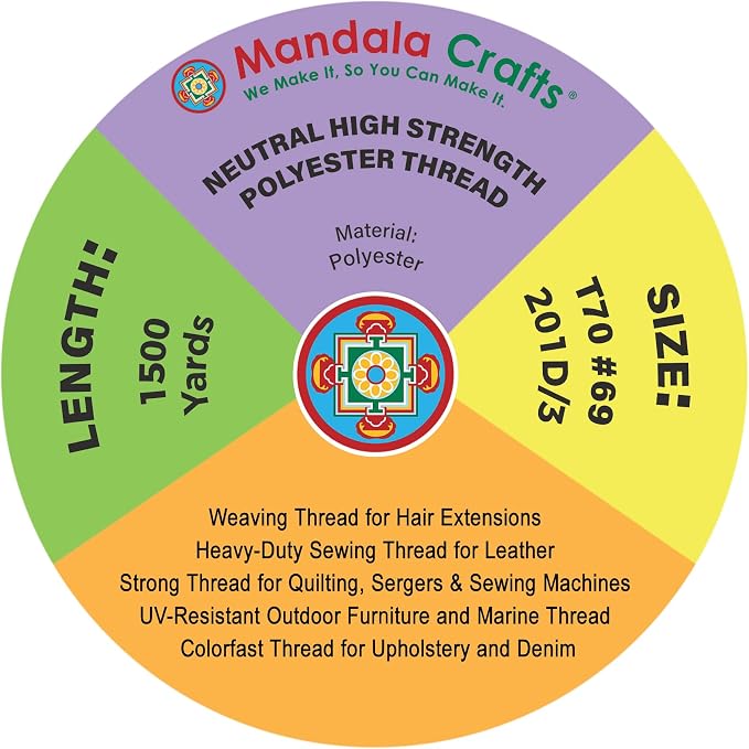 Mandala Crafts hilo poliéster resistente 6000 yardas miniatura 9