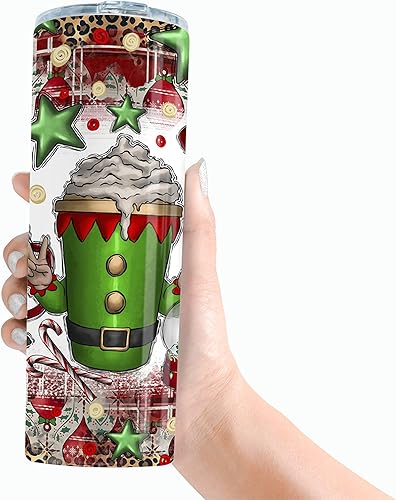 Miniatura 8 de Vaso delgado de Navidad de 20 onzas con popote de doble pared regalo de vacaciones de invierno The Grinch