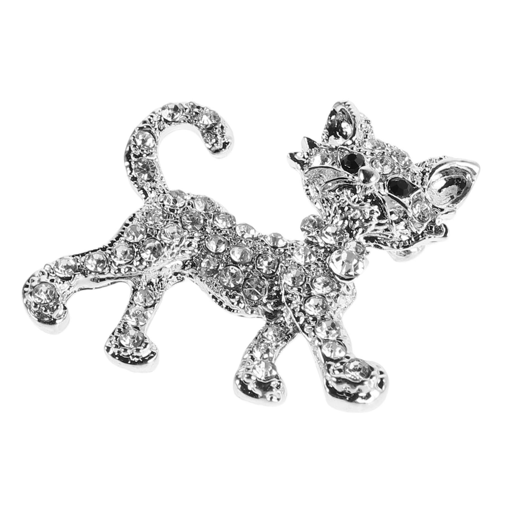 Broches con Forma de Gatito, Ropa de Princesa, Abrigo, Gato de Regazo, Diamantes de imitación, Recuerdo de Boda para Mujer, aleación de Plata