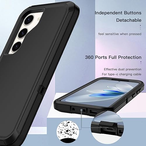 Miniatura 5 de Hucasok Funda compatible con Samsung Galaxy S23 a prueba de golpes, resistente, protección de cuerpo completo, resistente al polvo y caídas, funda