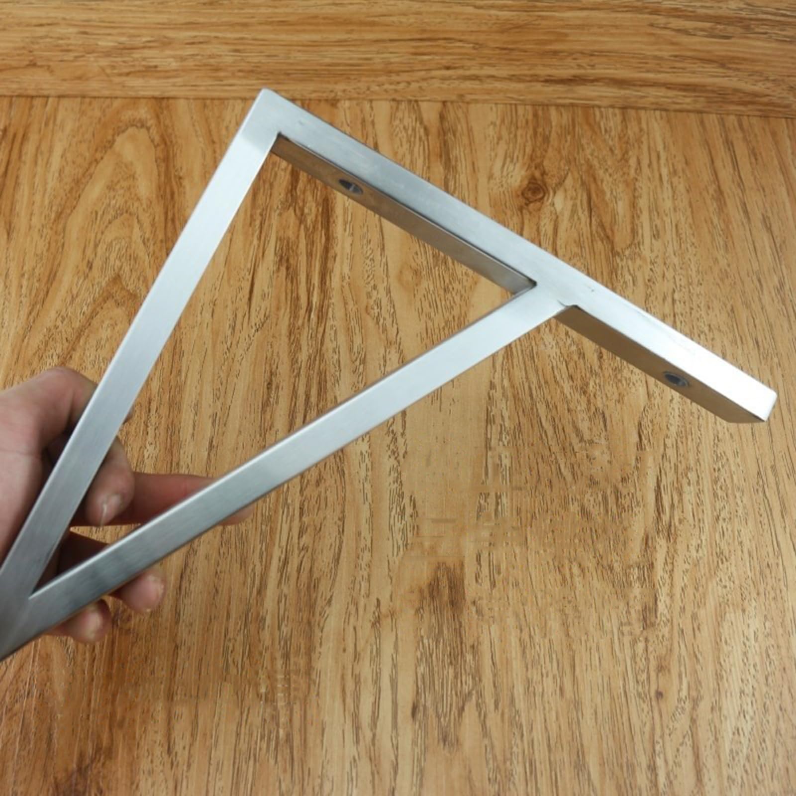 2 Piezas Soportes para Estantes de Pared,Soportes de Estantería de Metales Pesados,Escuadras para Estanterias de Acero Inoxidable en Forma de Triángulo,con Tornillos,Plateado (600mm x 305mm)