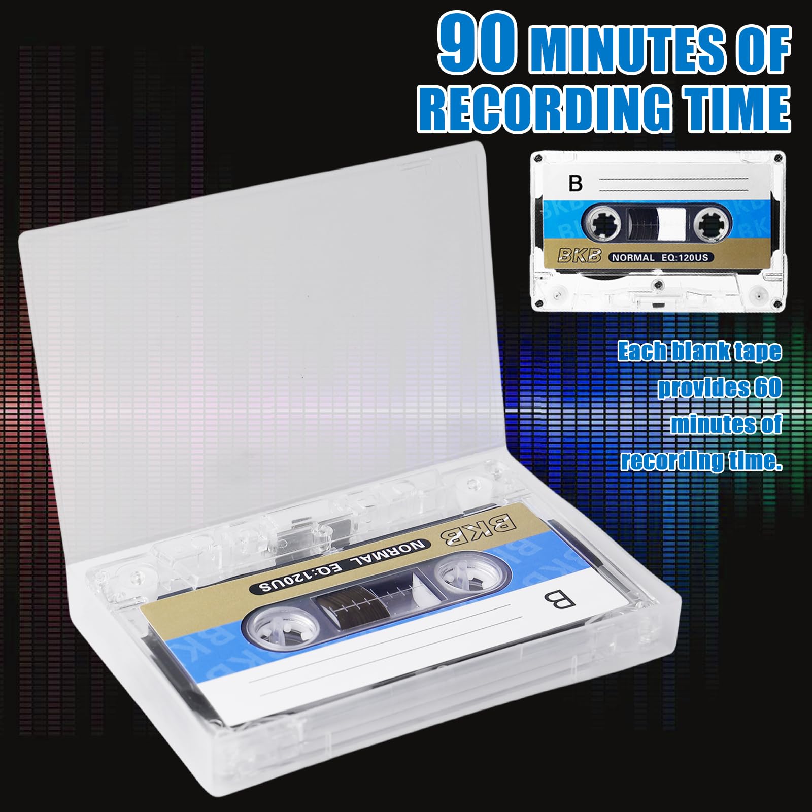 Cassette audio vuote, 10 cassette audio a basso rumore, 90 minuti, cassetta musicale a basso rumore, audio cassette empty cassette, cassette musicali vuote per lezioni, seminari, registrazioni