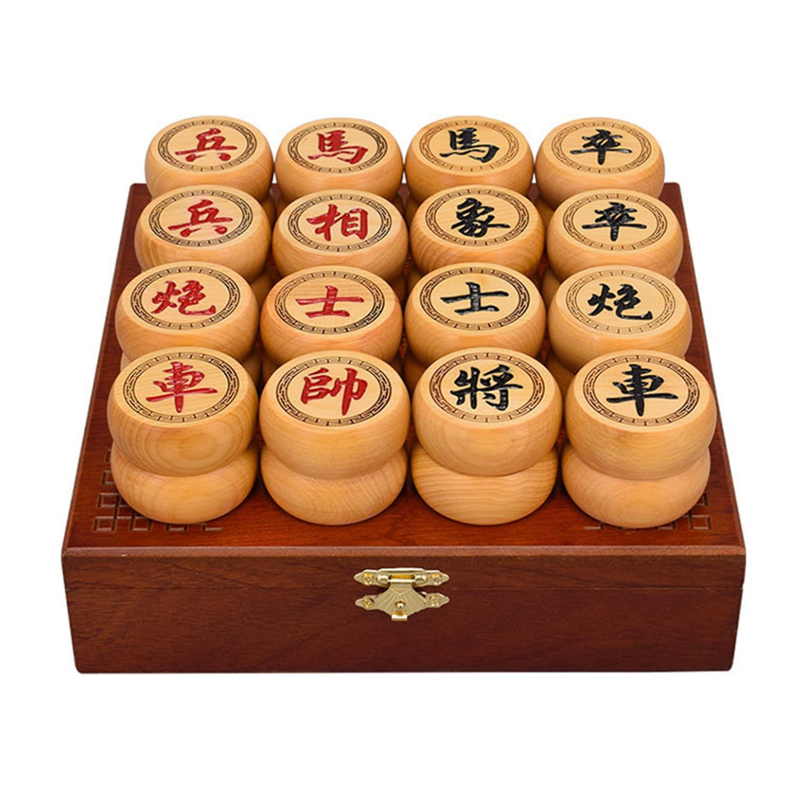 Juego de ajedrez Chino Juegos de Mesa de Estrategia educativa clásicos Tradicionales Xiangqi con Piezas de Madera de Torreya China, Tablero de ajedrez de Cuero y Caja de Almacenamiento