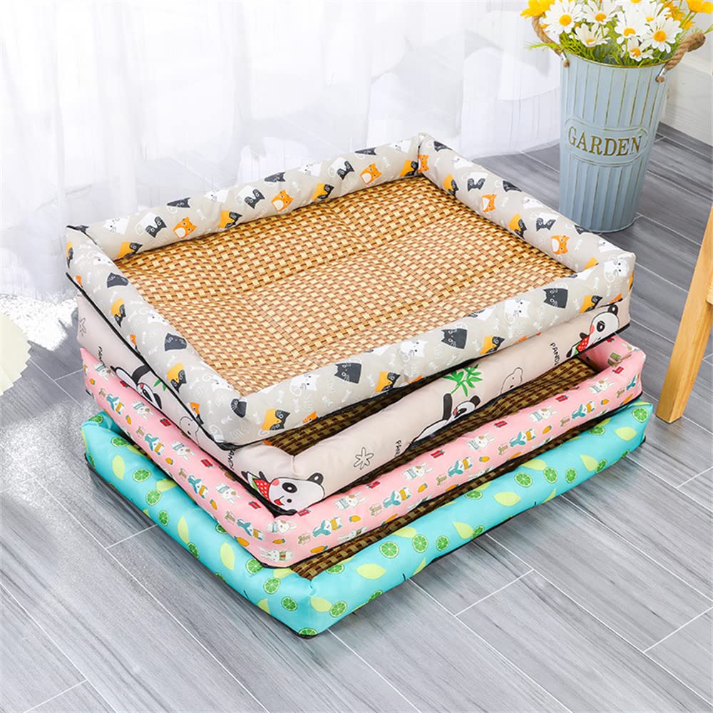 Lukery Cuscinetti Refrigeranti in bambù per Gatti e Cani, Estate Portatile Materasso Tappetino Refrigerante Lavabile Tappetino Animali per la Casa e in Viaggio (70x55cm,Gatto Blu)