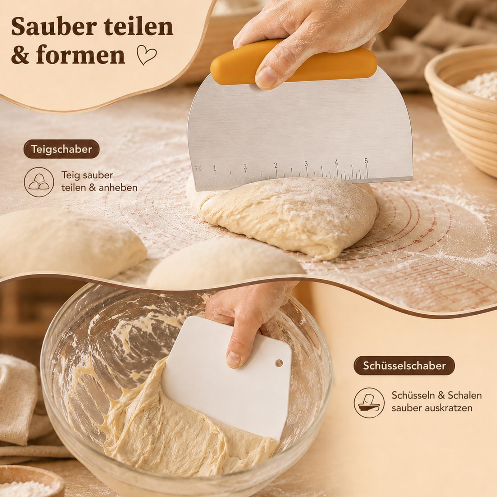 Juego de 14 cestas de fermentación, cesta de fermentación de pan, de silicona (23 cm redonda y 25 cm ovalada), cesta de fermentación para fermentación de pan, plegable, accesorios para hornear, para