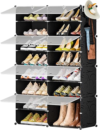 Miniatura 3 de Neprock Percheros para colgar ropa con estantes con organizador de zapatos, zapatero de 8 niveles para entrada