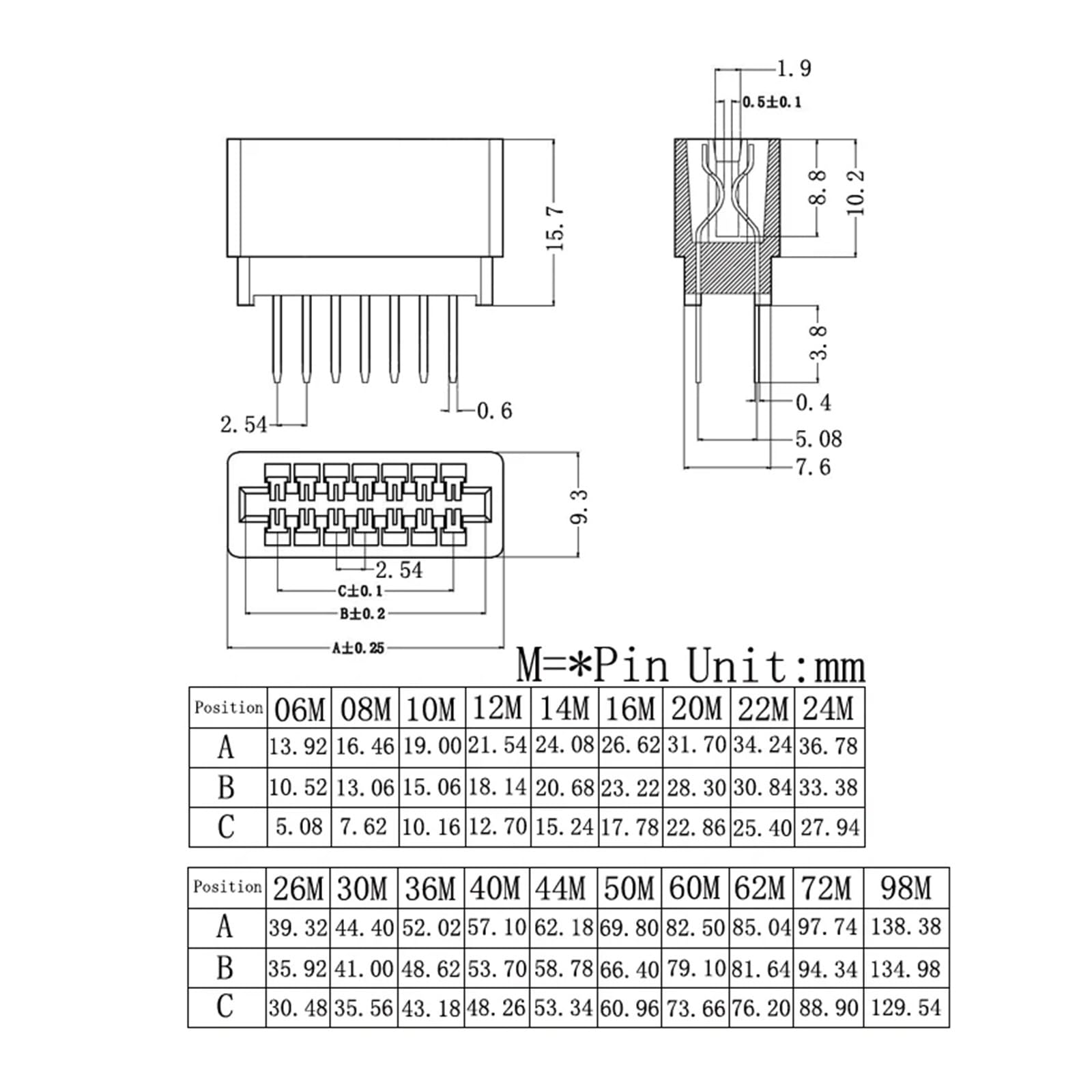 Złącze Pitch, 5 szt. Złącze karty krawędziowej 2,54 mm, 2x3P do 49-stykowego gniazda PCB przez otwory(2x36Pin)