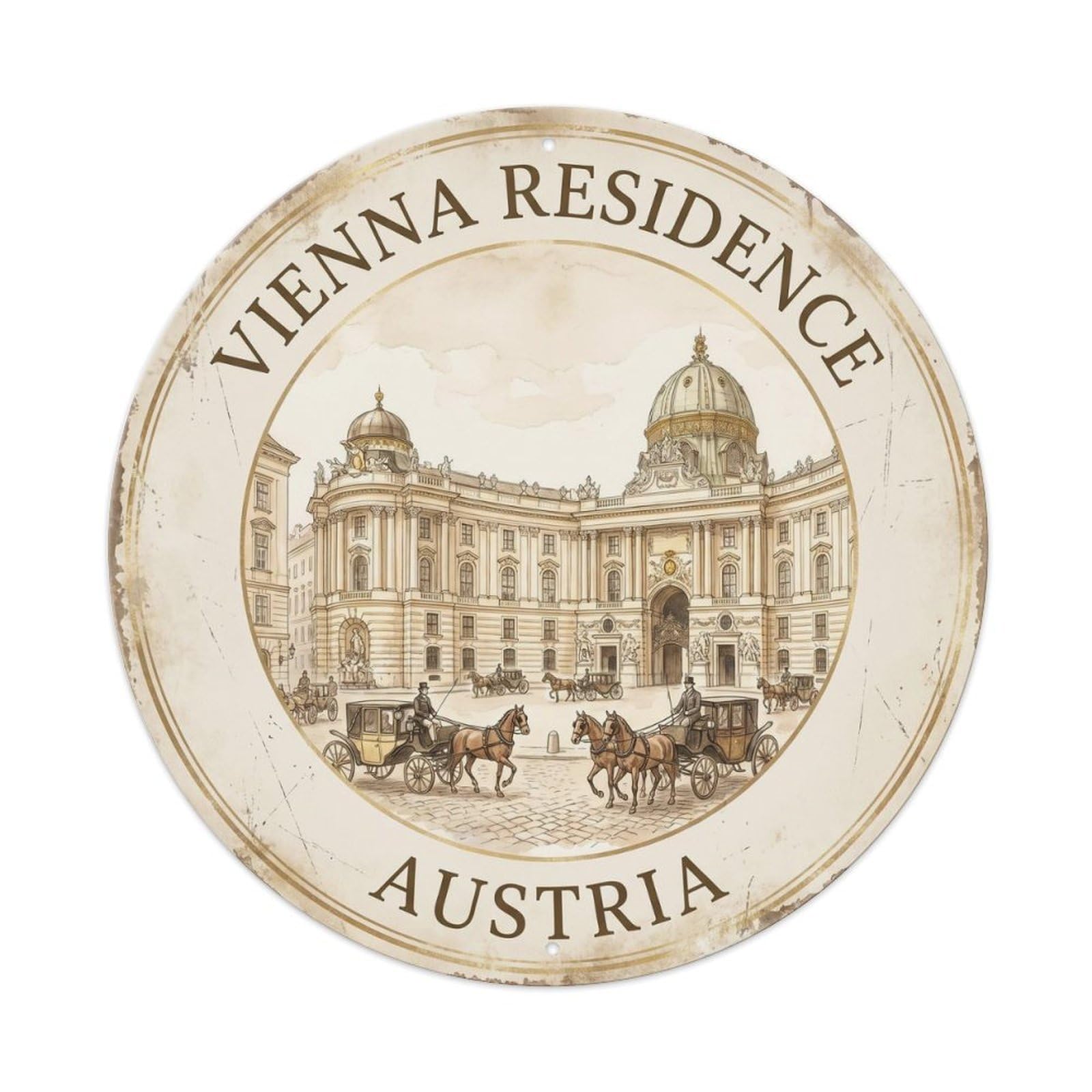 Vintage Travel Vienna Residence Austria Metal Tin Sign