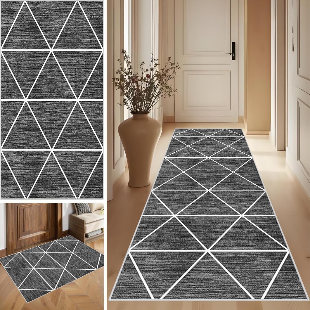 SUNMME Runner Rugs for Hallway Kitchen Carpet Runner Non Slip Washable Hall Runners Floor Carpets for Entryway Living Room Corridor Long Bedside Low Pile Carpet for Narrow Spaces 40 x 260 cm
