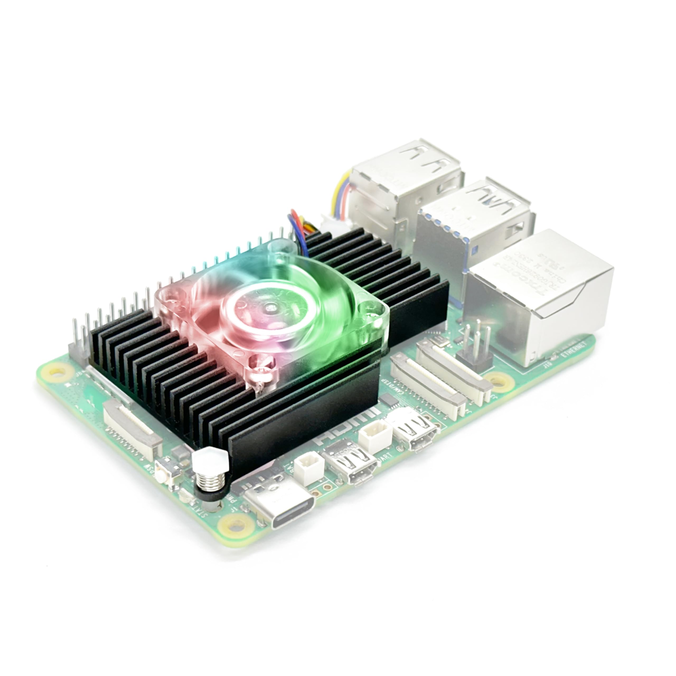 ElectroCookie Raspberry Pi 5 Active Cooler, CPU Heatsink with Temperature-Controlled Cooling Fan for Raspberry Pi 5 (RGB LED)
