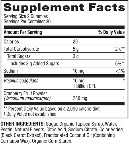Miniatura 2 de Suplemento probiótico de arándano para mujer, gomitas vegetarianas, frambuesa y limón, 60 unidades