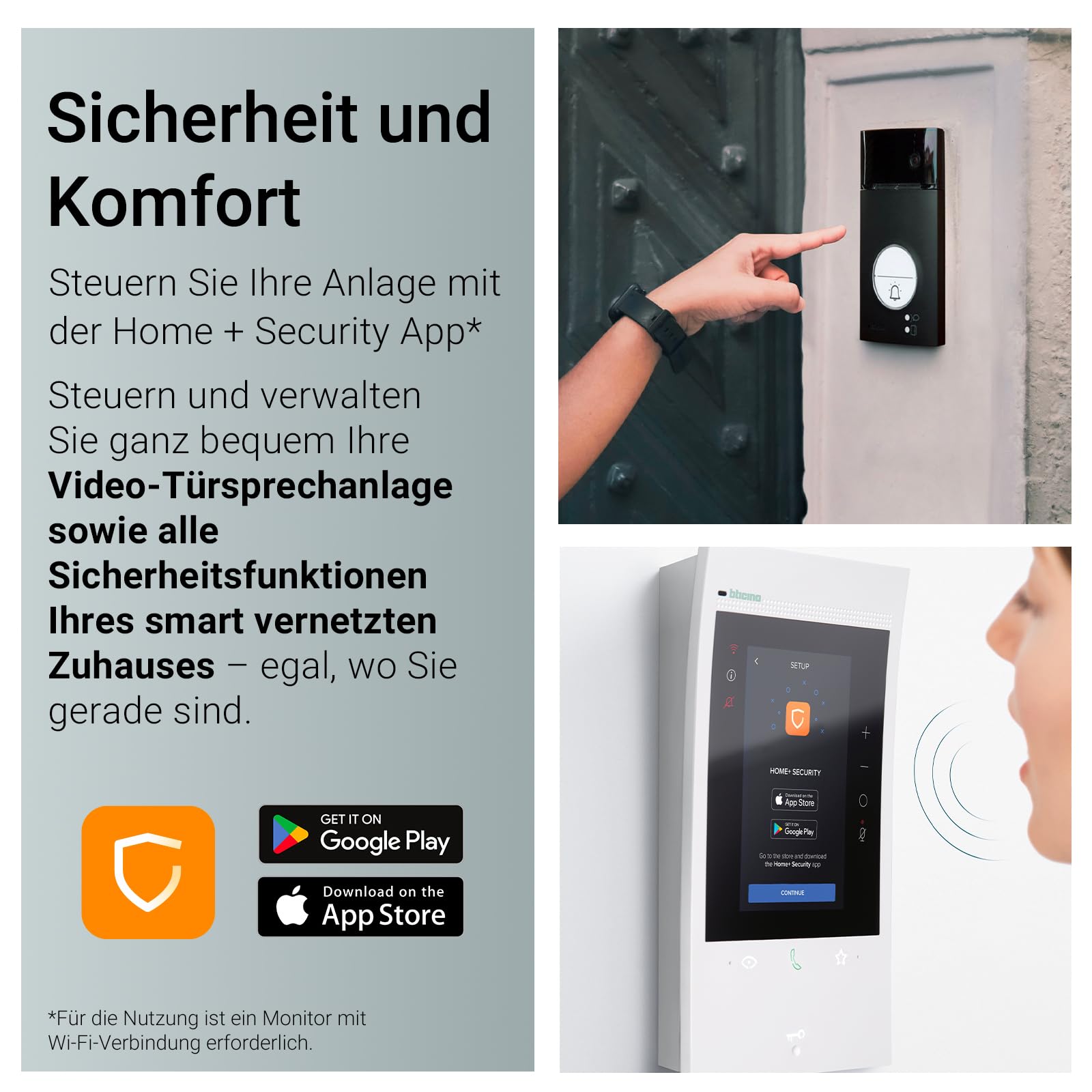 BTICINO, Flex‘ONE-Set Classe 300EOS with Netatmo + Linea 3000, erste smarte Wi-Fi-Video-Innenstelle mit integr. Alexa, 5"-Touchscreen, App Home+Security, 2-Draht-Technik, 363915