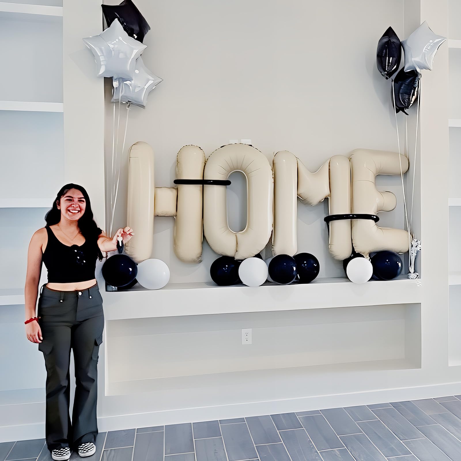 40 Inch Beige HOME Balloon for Housewarming Party Decorations, Large Cream New Home Welcome Balloon Letter Banner, Ivory White Sand Home Balloon Sign for House Warming Homecoming Party Decor Supplies - Image 3