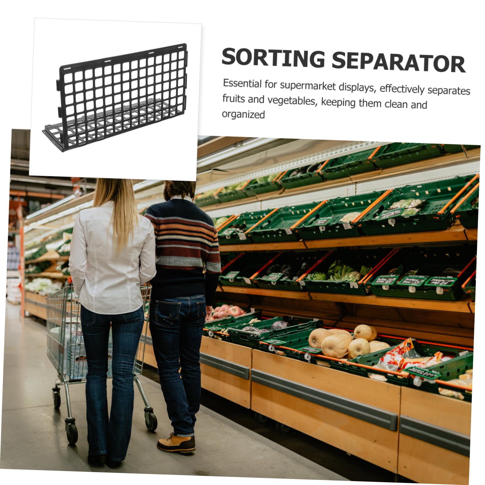 Happyyami Supermarket Divider Sturdy Fruit Baffle Fence for Tidy Grocery Store Layout