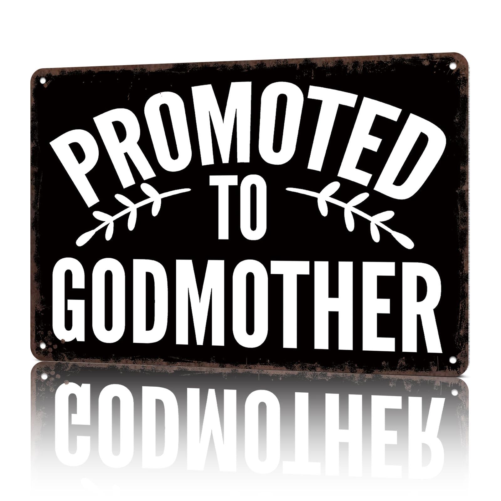KWQDOZF Vintage Metal Signs Promoted To Godmother Newl Funny Tin Sign Poster Wall Art For Home Room Bedroom Office Decor 8x12inch
