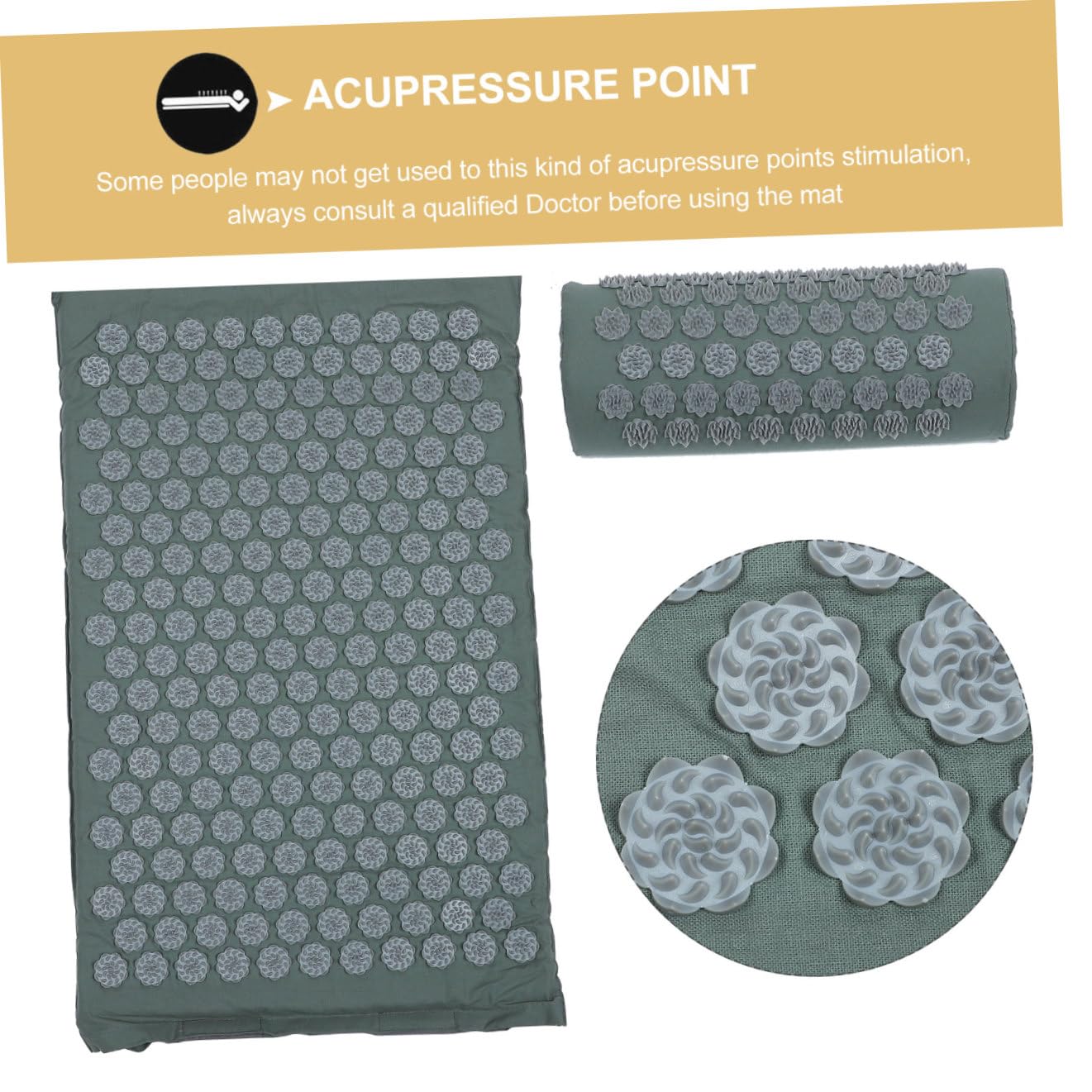 SHERCHPRY 2piezas Almohadas De Masaje Portátiles Para Acupuntura y Yoga Con Bolsa Esterilla De Masaje Para Yoga Esterilla Antideslizante Para Ejercicios De Acupresión De Corporal