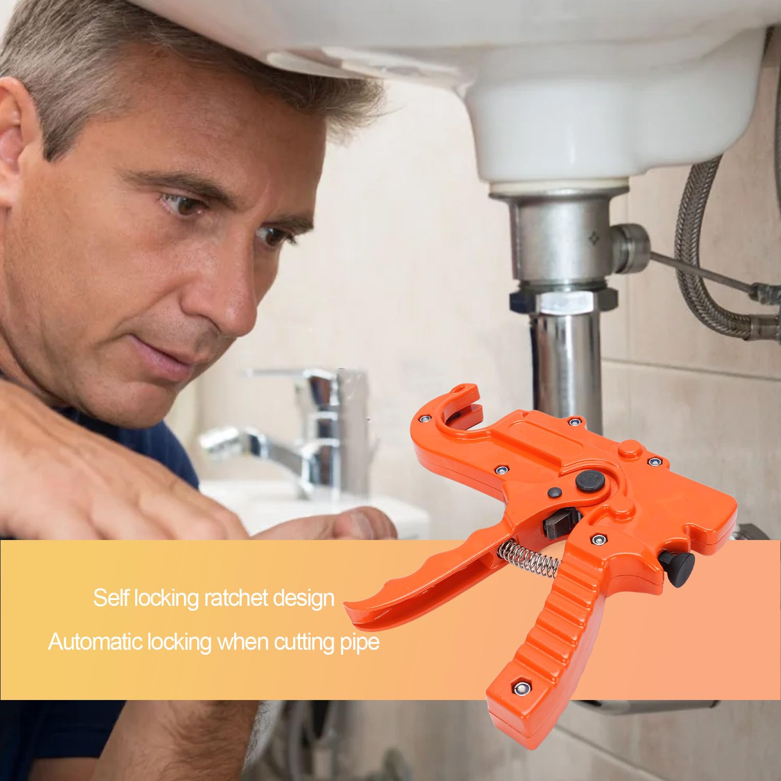 Pvc Pipe Cutter, PVC Pipe Cutter Pipe Cutter Tool Tubing Cutter With Aluminum Alloy Anti Slip 0.24-1.42 Inch Cutting Dia Handle Ratcheting Pipe Cutter for PPR PEX Plastic Hoses