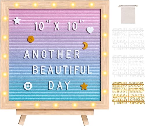 VEVOR Tablero de letras de fieltro degradado, tablero de mensajes de fieltro de 10 x 10 pulgadas, tableros de letreros intercambiables con 510