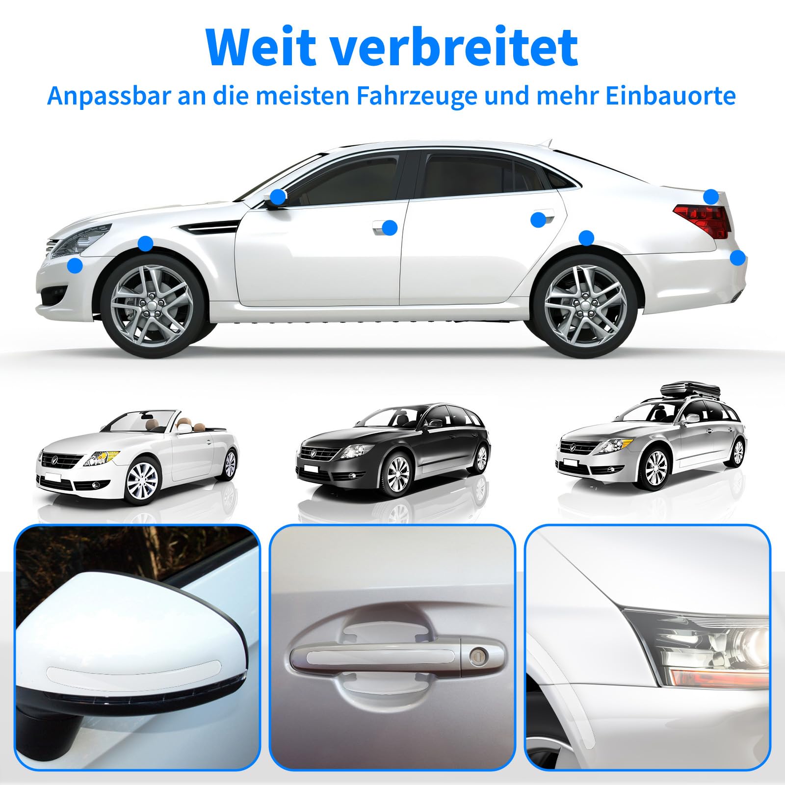Set Zelfklevende Deurgreep LED-strips - Blauw - Set À 4 Stuks
