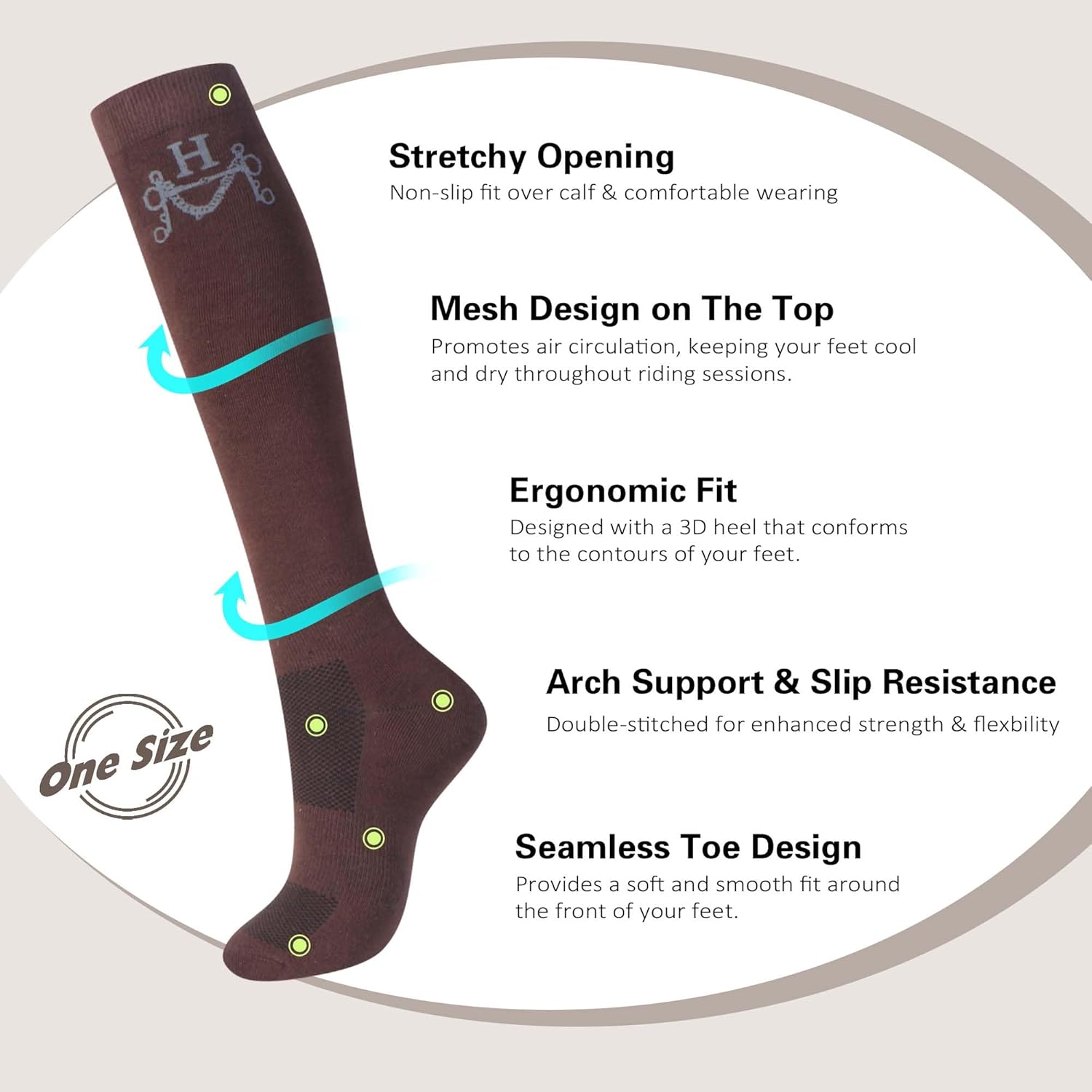 Harrison Howard 3 Pairs Premium Quality Equestrian Riding Socks for Horse Riding &Tall Boot Knee High Socks for Women - Image 2