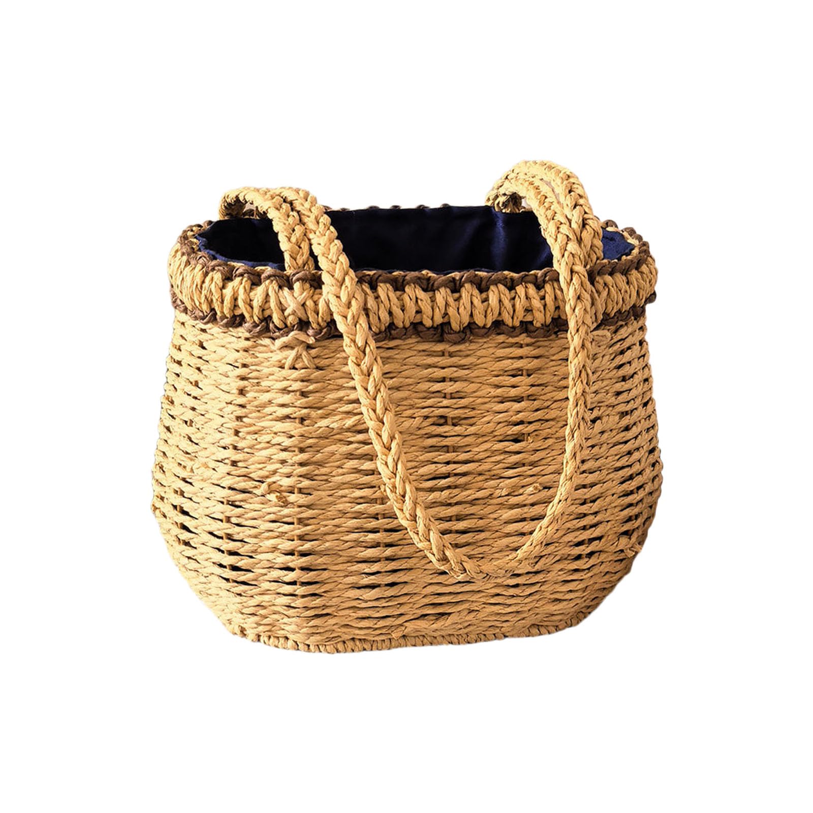 Bohemia Design Basket Natural Straw Organiser Light Weight with Handle for Picnics & Home Handcrafted Basket