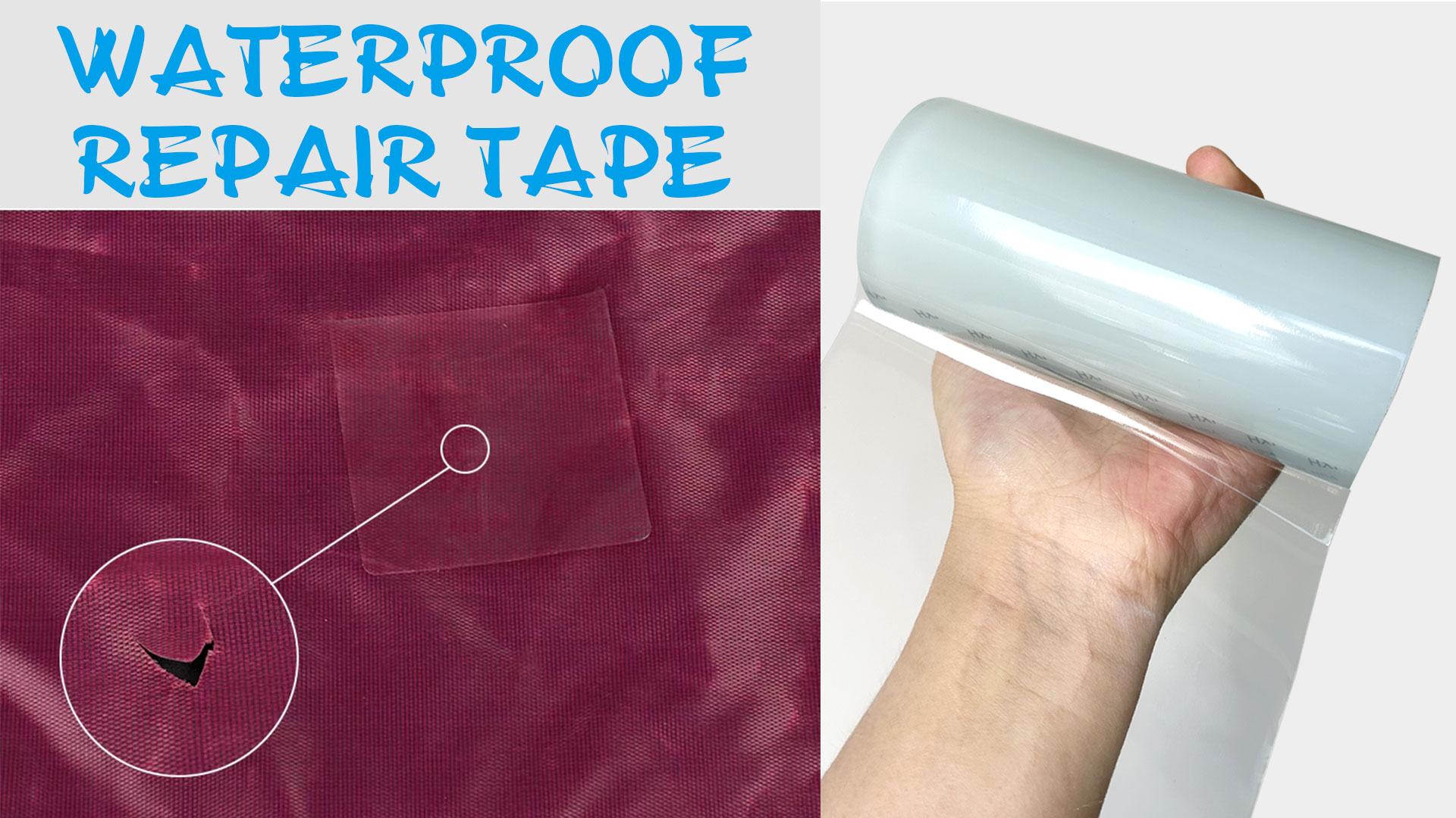 Image of Clear Waterproof Repair Tape 5 Inch x 10FT, Heavy Duty Vinyl & Tarp Patch Tape for Tent, RV Awning, Boat Cover, Sail, Underbelly, Inflatable and Outdoor Fabric Repairs
