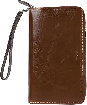Filofax Malden Zip Organizer, Personal Compact Size, Ochre - Tactile, Full-Grain Buffalo Leather, Six Rings, Cotton Cream Two-Weeks-to-View Insert, Multilingual C022704