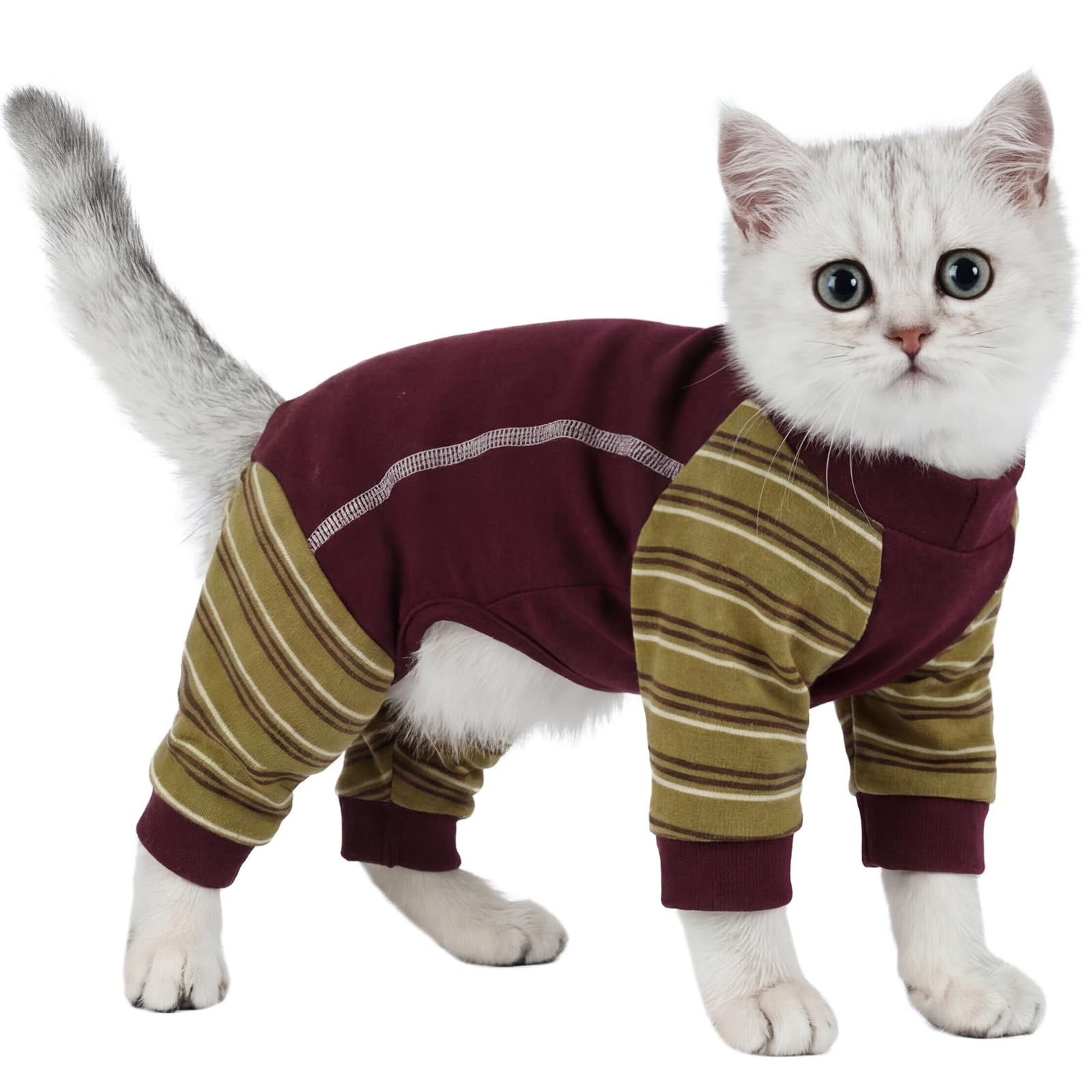 Cat Overgrooming Suit, Soft Overall Cat Coat to Prevent Biting Long Legged Recovery Suit Comfortable Clothing to Stop Overgrooming(Red, 2XL) โ image 1