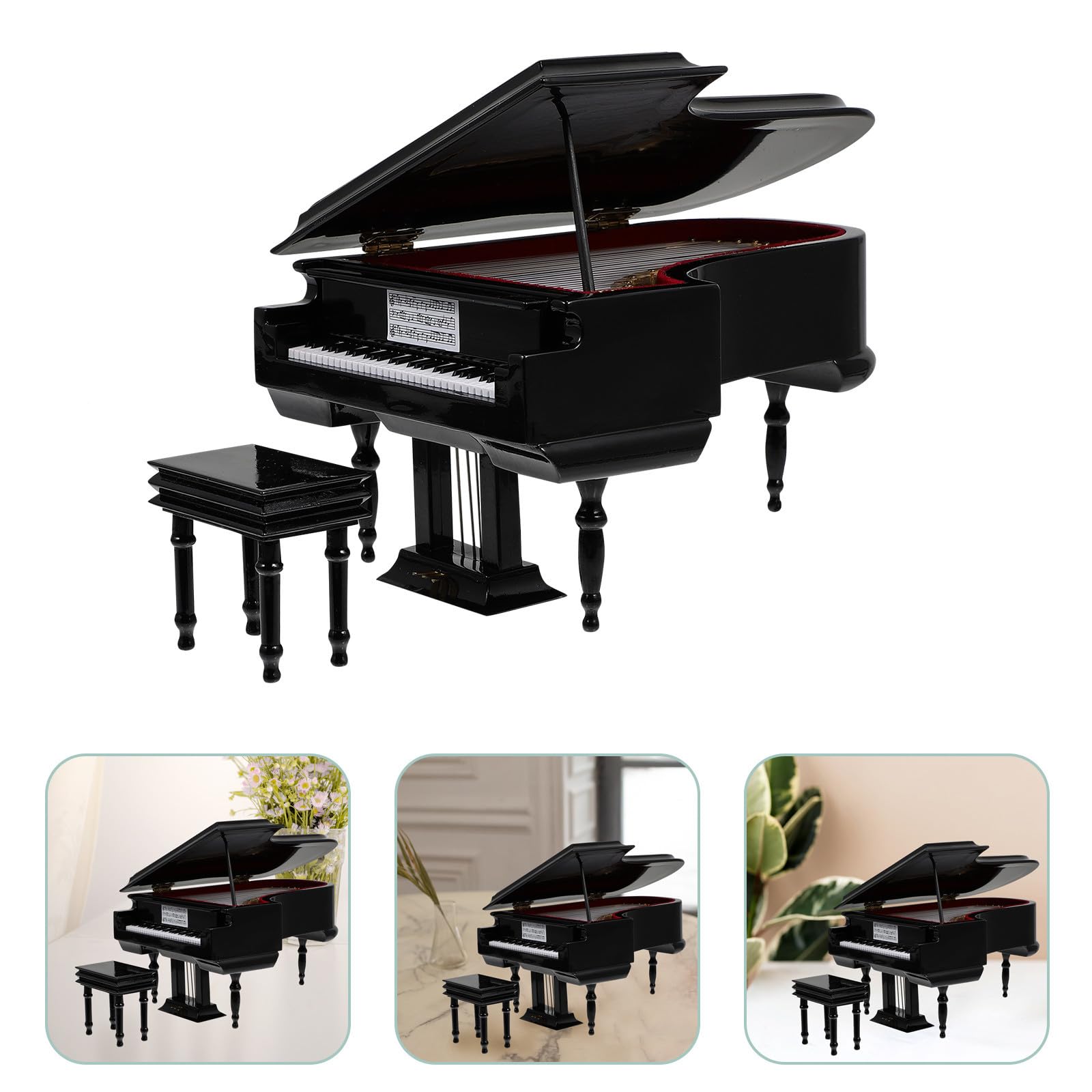 Operitacx Mini Carillon Pianoforte da Tavolo in Nero Decorazione Musicale retrò Regalo Elegante per Musicisti e Amanti della Musica