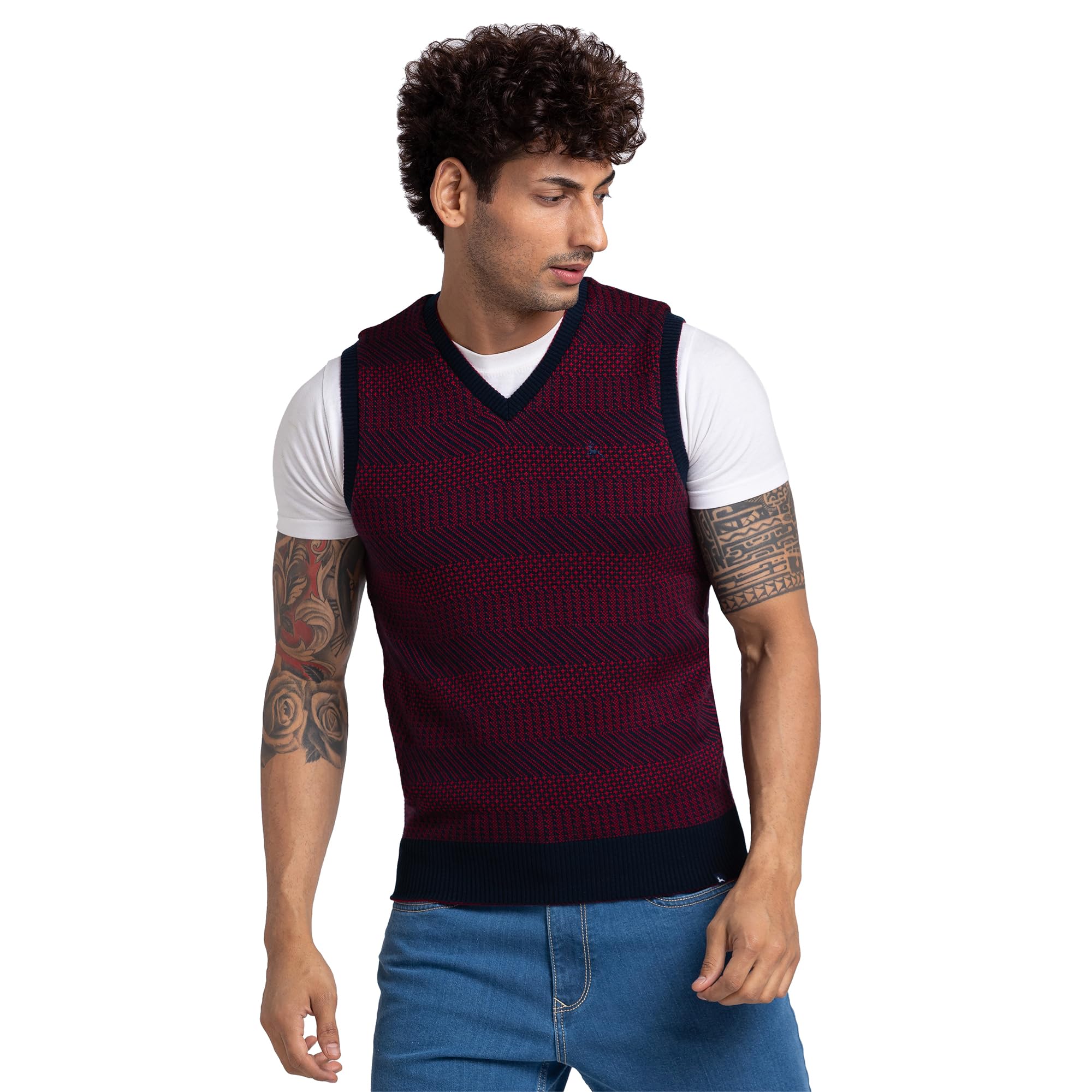 parx Men Regular Fit Solid Pattern Pure Acrylic Sleeveless V Neck Casual Sweater-picture-26