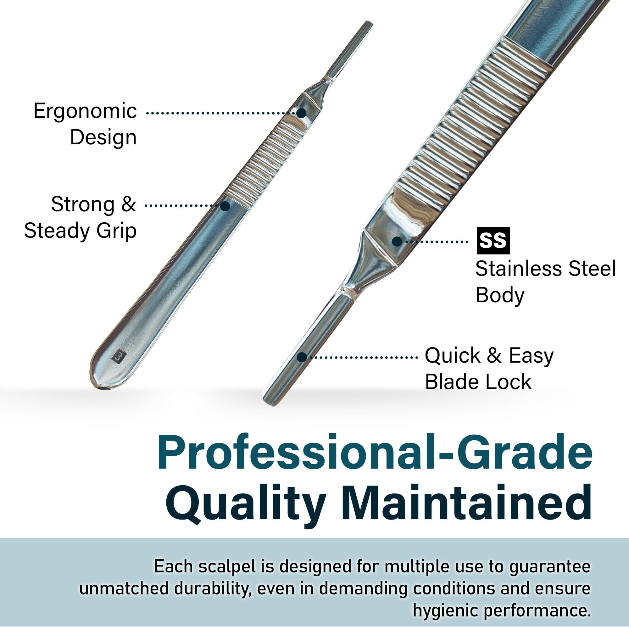 DermaTwist 14R Dermaplane Blades & #3 Scalpel Handle Professional Dermaplaning Tool for Face with Pack of 100 14R Dermaplane Blades & Stainless Steel #3 Scalpel Handle product thumbnail 8