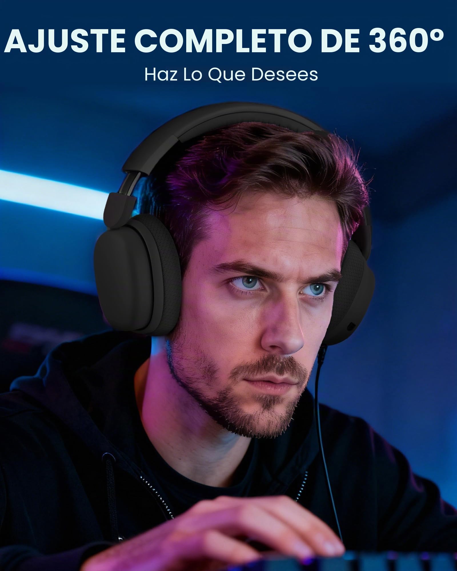 EPOMAKER X Aula G7 Pro Auriculares Inalámbricos con Micrófono con Cancelación de Ruido para Gaming, BT5.3&2.4GHz, Sonido Envolvente 7.1, 80H de Batería, RGB, Compatible con PS5/PS4/Switch/PC (Negro)