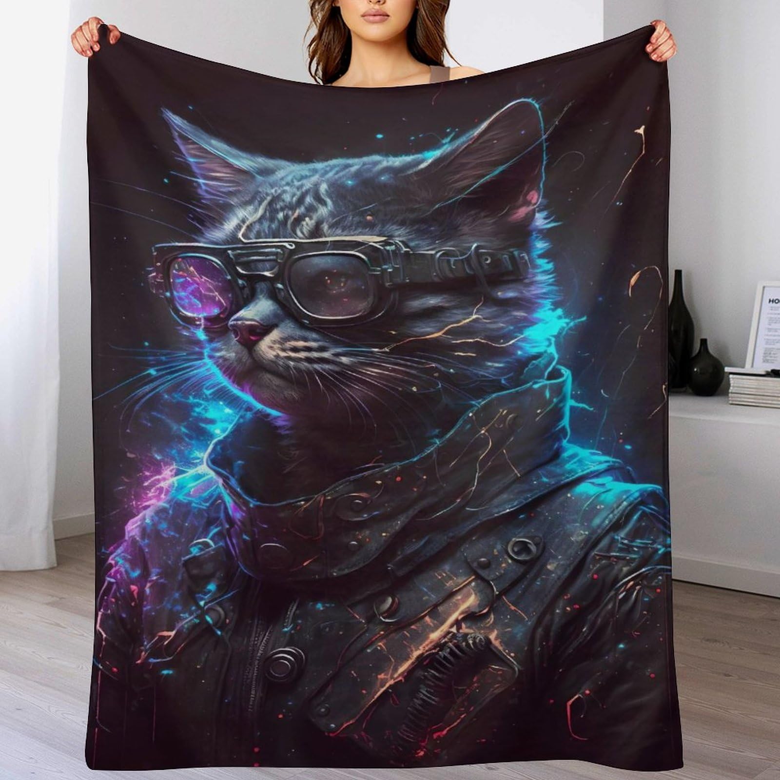 Couverture en chat 3D couverture en polaire chaude toutes saisons lit