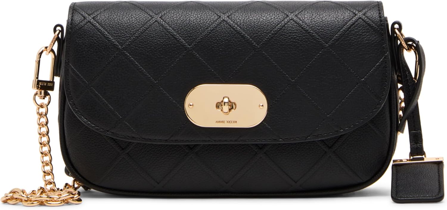 ANNE KLEIN WOMEN'S EMBOSS SADDLE WITH VARIGATED CHAIN STRAP