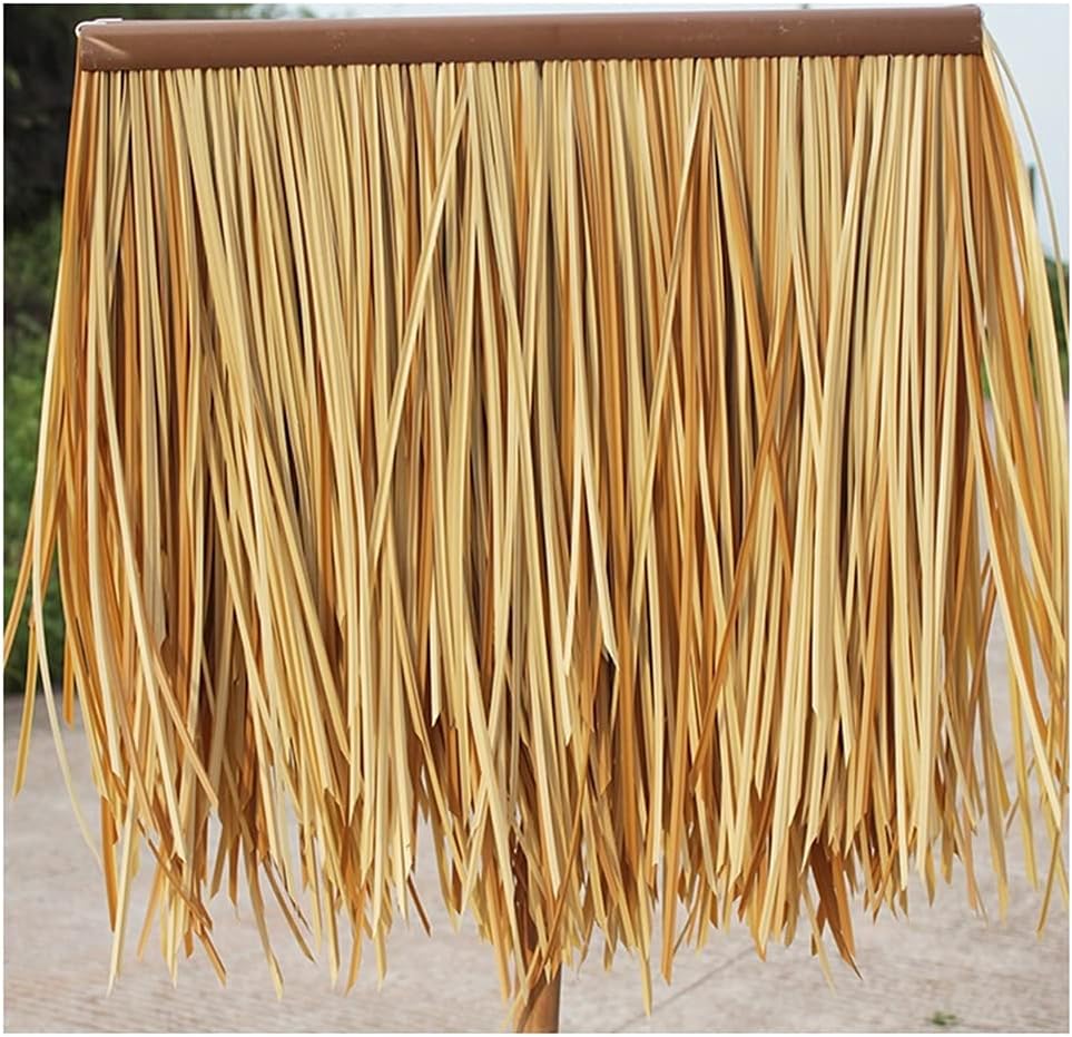 Natural Simulation Thatch Tile Roof Hair Grass Gazebo Promenade Artificial Grass Decorative Fake Thatch Man-Made Thatch Artificial Thatch Roof Decoration(Yellow4,15pcs)