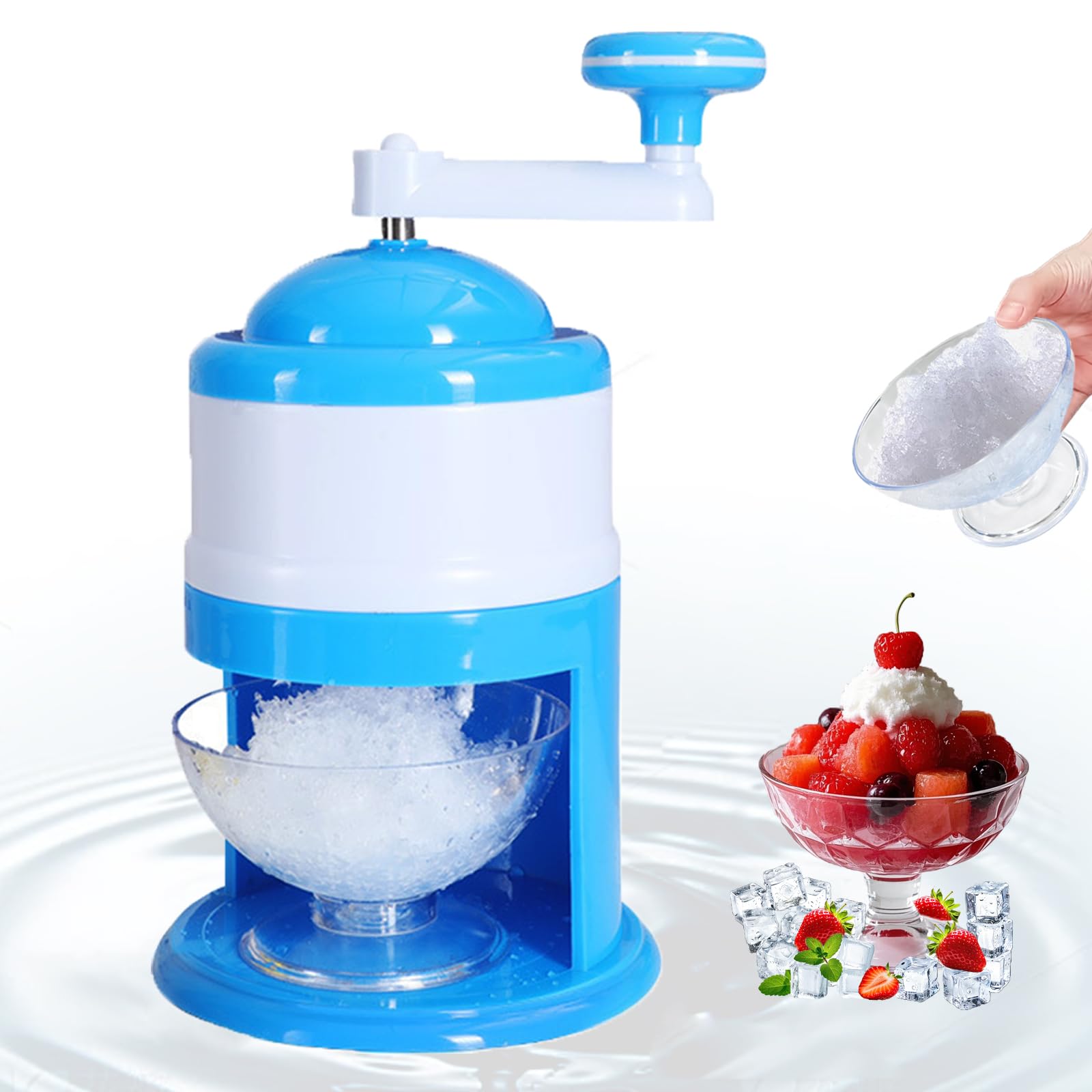 Tritaghiaccio,Ice Slush Machine，Macchina per Rasoio per Ghiaccio con Neve，Slush Machine，Ottimo per Frullati e Ghiaccio Tritato - Senza BPA (Blu)