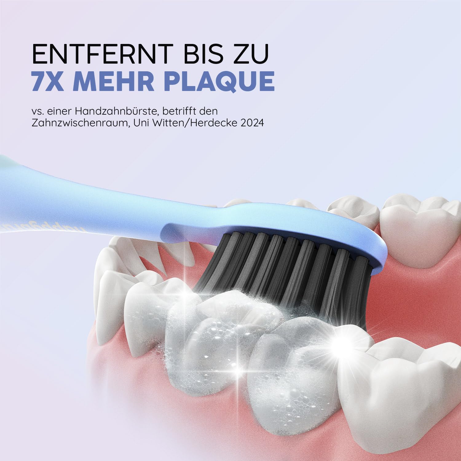 happybrush Spazzolino sonico Eco Vibe 3 – "La grotta dei leoni" – Vincitore del test – Spazzolino elettrico con batteria da 6 settimane – Spazzolini da denti ultrasonici – Include 3 testine – Sunrise