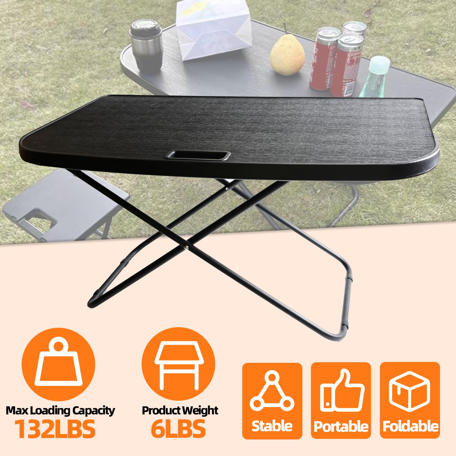 Mocar7 Car Camping Portable Table Compatible with 2021-2024 Tesla Model Y Camping Outdoor Folding Table with 2 Pack Collapsible Stool Tailbox Car for Travel Hiking Picnic BBQ Fishing Beach
