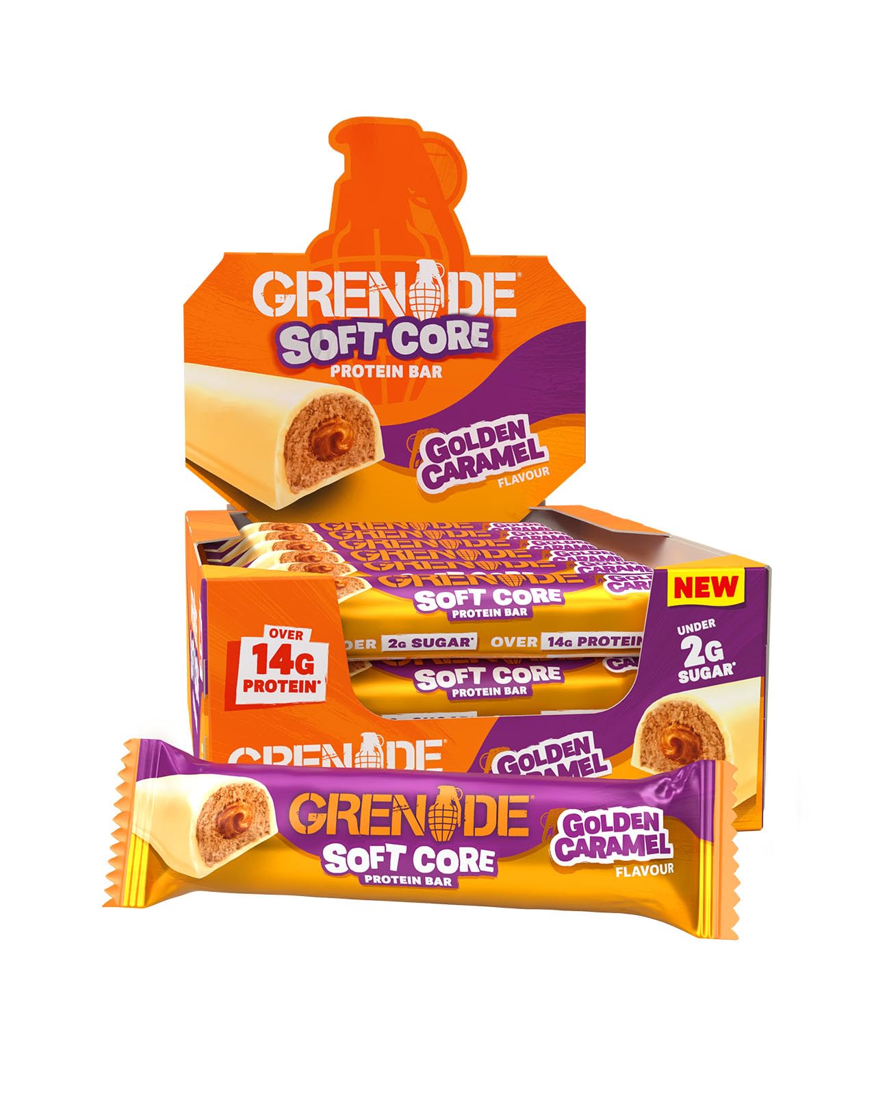 Grenade Soft Core Golden Caramel Flavour Protein Bar, 12 x 50 g